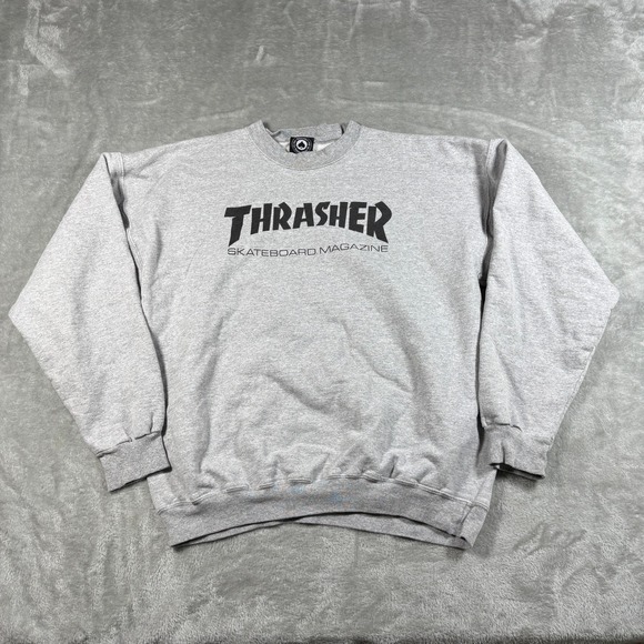 Vintage Thrasher Magazine Sweatshirt Men Medium Gray Skateboarding Crewneck Y2K - Picture 1 of 6